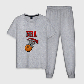 Мужская пижама хлопок с принтом Basketball   NBA logo в Курске, 100% хлопок | брюки и футболка прямого кроя, без карманов, на брюках мягкая резинка на поясе и по низу штанин
 | 