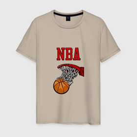 Мужская футболка хлопок с принтом Basketball   NBA logo в Новосибирске, 100% хлопок | прямой крой, круглый вырез горловины, длина до линии бедер, слегка спущенное плечо. | Тематика изображения на принте: 