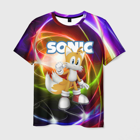 Мужская футболка 3D с принтом Майлз Тейлз Прауэр   Sonic   Видеоигра в Курске, 100% полиэфир | прямой крой, круглый вырез горловины, длина до линии бедер | 