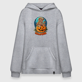 Худи SuperOversize хлопок с принтом Halloween    Мишка на тыкве в Рязани, 70% хлопок, 30% полиэстер, мягкий начес внутри | карман-кенгуру, эластичная резинка на манжетах и по нижней кромке, двухслойный капюшон
 | 