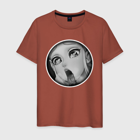 Мужская футболка хлопок с принтом Ахегао любовь в Белгороде, 100% хлопок | прямой крой, круглый вырез горловины, длина до линии бедер, слегка спущенное плечо. | Тематика изображения на принте: 