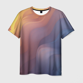 Мужская футболка 3D с принтом Оранжево фиолетовый абстрактный дым в Курске, 100% полиэфир | прямой крой, круглый вырез горловины, длина до линии бедер | Тематика изображения на принте: 