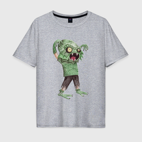 Мужская футболка хлопок Oversize с принтом Водяной зомби в Курске, 100% хлопок | свободный крой, круглый ворот, “спинка” длиннее передней части | 