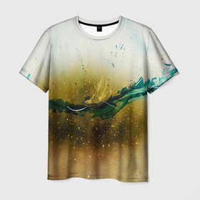 Мужская футболка 3D с принтом Абстрактные блёстки, тени и краски , 100% полиэфир | прямой крой, круглый вырез горловины, длина до линии бедер | 