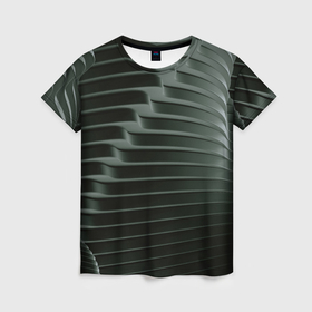 Женская футболка 3D с принтом Наноброня   чёрные волнообразные пластины , 100% полиэфир ( синтетическое хлопкоподобное полотно) | прямой крой, круглый вырез горловины, длина до линии бедер | 