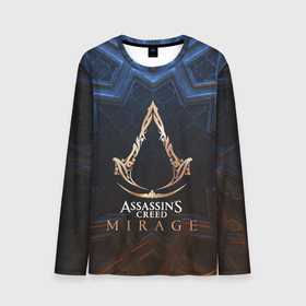 Мужской лонгслив 3D с принтом Assassins Creed mirage logo , 100% полиэстер | длинные рукава, круглый вырез горловины, полуприлегающий силуэт | 