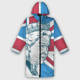 Мужской дождевик 3D с принтом Королева Елизавета II флаг Великобритании в Курске,  |  | Тематика изображения на принте: 