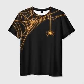 Мужская футболка 3D с принтом Золотой паучок , 100% полиэфир | прямой крой, круглый вырез горловины, длина до линии бедер | Тематика изображения на принте: 