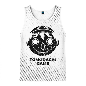 Мужская майка 3D с принтом Tomodachi Game с потертостями на светлом фоне в городе Новоалтайск, 100% полиэстер | круглая горловина, приталенный силуэт, длина до линии бедра. Пройма и горловина окантованы тонкой бейкой | 