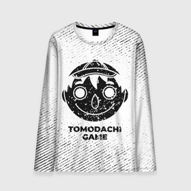 Мужской лонгслив 3D с принтом Tomodachi Game с потертостями на светлом фоне в городе Новоалтайск, 100% полиэстер | длинные рукава, круглый вырез горловины, полуприлегающий силуэт | 