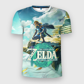 Мужская футболка 3D Slim с принтом The Legend of Zelda: Tears of the Kingdom Линк в Екатеринбурге, 100% полиэстер с улучшенными характеристиками | приталенный силуэт, круглая горловина, широкие плечи, сужается к линии бедра | Тематика изображения на принте: 