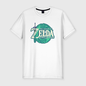Мужская футболка хлопок Slim с принтом The Legend of Zelda: Tears of the Kingdom logo , 92% хлопок, 8% лайкра | приталенный силуэт, круглый вырез ворота, длина до линии бедра, короткий рукав | 