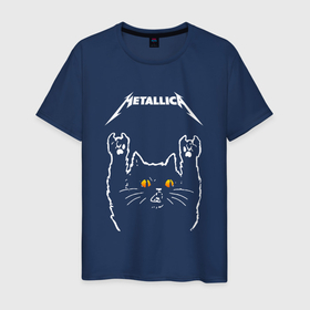Мужская футболка хлопок с принтом Metallica rock cat в Санкт-Петербурге, 100% хлопок | прямой крой, круглый вырез горловины, длина до линии бедер, слегка спущенное плечо. | 