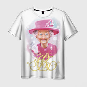 Мужская футболка 3D с принтом Монограмма королевы Елизаветы II в Санкт-Петербурге, 100% полиэфир | прямой крой, круглый вырез горловины, длина до линии бедер | 