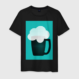 Мужская футболка хлопок с принтом Кружка пива, строгий стиль с polka dots в Белгороде, 100% хлопок | прямой крой, круглый вырез горловины, длина до линии бедер, слегка спущенное плечо. | 