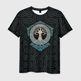 Мужская футболка 3D с принтом Мировое древо Иггдрасиль в Кировске, 100% полиэфир | прямой крой, круглый вырез горловины, длина до линии бедер | 