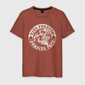 Мужская футболка хлопок с принтом Ride Forever, Forever Free в городе Новоалтайск, 100% хлопок | прямой крой, круглый вырез горловины, длина до линии бедер, слегка спущенное плечо. | 