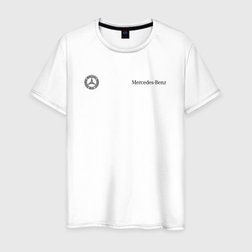 Мужская футболка хлопок с принтом Logo Mercedes Benz в Петрозаводске, 100% хлопок | прямой крой, круглый вырез горловины, длина до линии бедер, слегка спущенное плечо. | 
