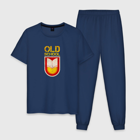 Мужская пижама хлопок с принтом Old School emblem в Белгороде, 100% хлопок | брюки и футболка прямого кроя, без карманов, на брюках мягкая резинка на поясе и по низу штанин
 | 