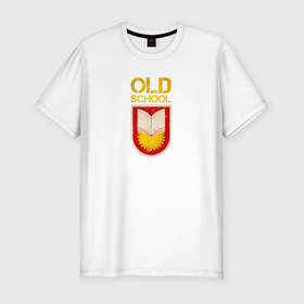 Мужская футболка хлопок Slim с принтом Old School emblem в Новосибирске, 92% хлопок, 8% лайкра | приталенный силуэт, круглый вырез ворота, длина до линии бедра, короткий рукав | Тематика изображения на принте: 