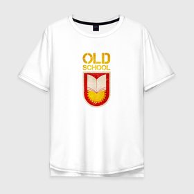 Мужская футболка хлопок Oversize с принтом Old School emblem в Белгороде, 100% хлопок | свободный крой, круглый ворот, “спинка” длиннее передней части | 