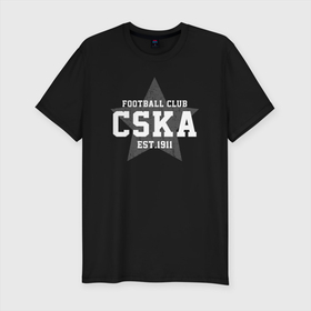 Мужская футболка хлопок Slim с принтом ЦСКА Москва Звезда в Новосибирске, 92% хлопок, 8% лайкра | приталенный силуэт, круглый вырез ворота, длина до линии бедра, короткий рукав | 