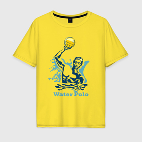 Мужская футболка хлопок Oversize с принтом Водное поло бросок в Белгороде, 100% хлопок | свободный крой, круглый ворот, “спинка” длиннее передней части | 