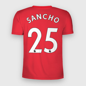 Мужская футболка 3D Slim с принтом Джейдон Санчо Манчестер Юнайтед форма 2022 2023 в Тюмени, 100% полиэстер с улучшенными характеристиками | приталенный силуэт, круглая горловина, широкие плечи, сужается к линии бедра | 