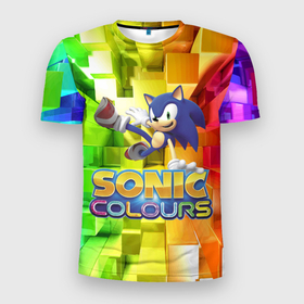 Мужская футболка 3D Slim с принтом Sonic Colours   Hedgehog   Video game в Курске, 100% полиэстер с улучшенными характеристиками | приталенный силуэт, круглая горловина, широкие плечи, сужается к линии бедра | 