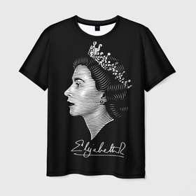 Мужская футболка 3D с принтом Английская королева Елизавета II в Новосибирске, 100% полиэфир | прямой крой, круглый вырез горловины, длина до линии бедер | 