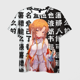 Мужская футболка 3D с принтом Асуна   Sword art online в Ухте, 100% полиэфир | прямой крой, круглый вырез горловины, длина до линии бедер | Тематика изображения на принте: 