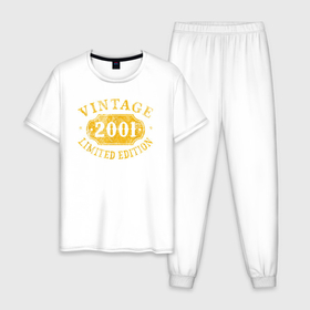 Мужская пижама хлопок с принтом Винтаж 2001 лимитированная серия в Санкт-Петербурге, 100% хлопок | брюки и футболка прямого кроя, без карманов, на брюках мягкая резинка на поясе и по низу штанин
 | 