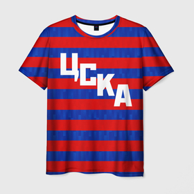 Мужская футболка 3D с принтом ЦСКА полосы , 100% полиэфир | прямой крой, круглый вырез горловины, длина до линии бедер | 