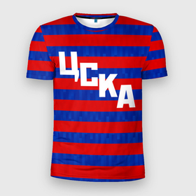 Мужская футболка 3D Slim с принтом ЦСКА полосы в Новосибирске, 100% полиэстер с улучшенными характеристиками | приталенный силуэт, круглая горловина, широкие плечи, сужается к линии бедра | 