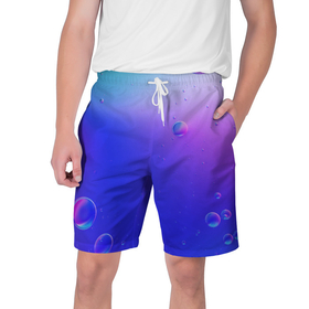 Мужские шорты 3D с принтом Радужные мыльные пузыри в Екатеринбурге,  полиэстер 100% | прямой крой, два кармана без застежек по бокам. Мягкая трикотажная резинка на поясе, внутри которой широкие завязки. Длина чуть выше колен | 
