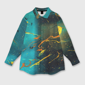 Мужская рубашка oversize 3D с принтом Абстрактные голубые стены и Тени с красками в Кировске,  |  | 