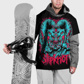 Накидка на куртку 3D с принтом Slipknot demon в Новосибирске, 100% полиэстер |  | Тематика изображения на принте: 