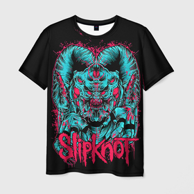 Мужская футболка 3D с принтом Slipknot demon в Рязани, 100% полиэфир | прямой крой, круглый вырез горловины, длина до линии бедер | 