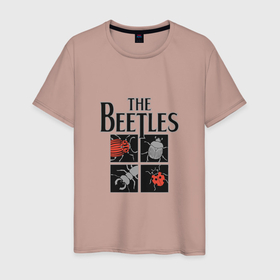 Мужская футболка хлопок с принтом The Beatles   Жуки в Санкт-Петербурге, 100% хлопок | прямой крой, круглый вырез горловины, длина до линии бедер, слегка спущенное плечо. | 