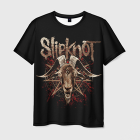Мужская футболка 3D с принтом Slipknot   third eye goat , 100% полиэфир | прямой крой, круглый вырез горловины, длина до линии бедер | Тематика изображения на принте: 