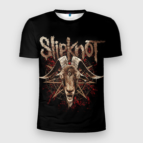 Мужская футболка 3D Slim с принтом Slipknot   third eye goat , 100% полиэстер с улучшенными характеристиками | приталенный силуэт, круглая горловина, широкие плечи, сужается к линии бедра | Тематика изображения на принте: 