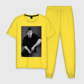 Мужская пижама хлопок с принтом Актёр Сергей Бодров младший в Тюмени, 100% хлопок | брюки и футболка прямого кроя, без карманов, на брюках мягкая резинка на поясе и по низу штанин
 | 
