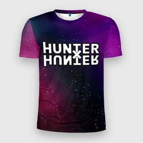 Мужская футболка 3D Slim с принтом Hunter x Hunter gradient space в Санкт-Петербурге, 100% полиэстер с улучшенными характеристиками | приталенный силуэт, круглая горловина, широкие плечи, сужается к линии бедра | Тематика изображения на принте: 