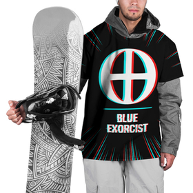 Накидка на куртку 3D с принтом Символ Blue Exorcist в стиле glitch на темном фоне в Кировске, 100% полиэстер |  | 