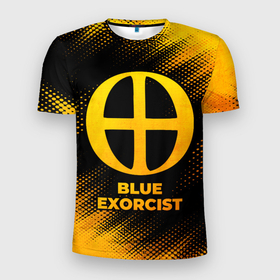 Мужская футболка 3D Slim с принтом Blue Exorcist   gold gradient в Петрозаводске, 100% полиэстер с улучшенными характеристиками | приталенный силуэт, круглая горловина, широкие плечи, сужается к линии бедра | Тематика изображения на принте: 