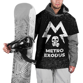 Накидка на куртку 3D с принтом Metro Exodus с потертостями на темном фоне в Екатеринбурге, 100% полиэстер |  | Тематика изображения на принте: 