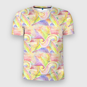 Мужская футболка 3D Slim с принтом Цветные карандаши графика в Екатеринбурге, 100% полиэстер с улучшенными характеристиками | приталенный силуэт, круглая горловина, широкие плечи, сужается к линии бедра | 