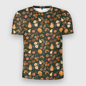 Мужская футболка 3D Slim с принтом Осенние дары в Тюмени, 100% полиэстер с улучшенными характеристиками | приталенный силуэт, круглая горловина, широкие плечи, сужается к линии бедра | Тематика изображения на принте: 