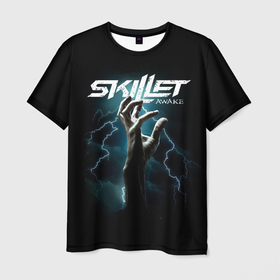 Мужская футболка 3D с принтом Группа Skillet , 100% полиэфир | прямой крой, круглый вырез горловины, длина до линии бедер | 