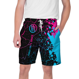 Мужские шорты 3D с принтом Three Days Grace   neon gradient: по вертикали ,  полиэстер 100% | прямой крой, два кармана без застежек по бокам. Мягкая трикотажная резинка на поясе, внутри которой широкие завязки. Длина чуть выше колен | 